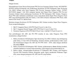 Terbukti Langgar AD/ART, PWI Pusat Resmi Batalkan Hasil Konferkap PWI OKU Selatan